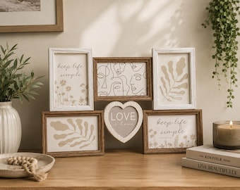 Modern Oak Photo Frame Collage, Wall Decor