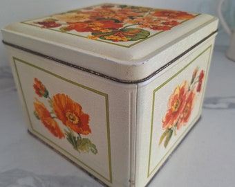 Tin Stationary Square Box Vintage Pre Owned
