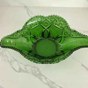 Heavy Napolean Style Green Kemple Glass Serving Dish