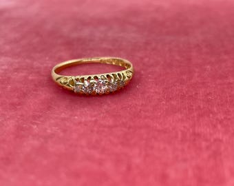 Antique Edwardian Diamond Five Stone Ring 1904 Hallmarked 18ct Gold Engagement Ring Size N