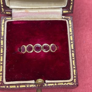 Vintage 9ct Gold Five Stone Ruby Ring | Minimalist July Birthstone Band