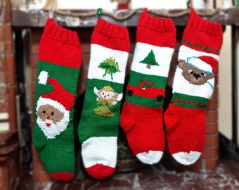 Monogram Wool Knit Christmas Stockings Personalized Name Handmade Stockings