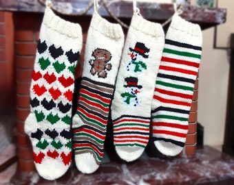 Handmade Personalized Name Stockings Knit Christmas Monogram Woll Stockings