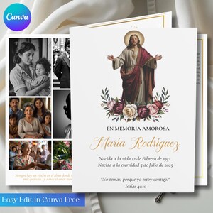 Spanish Funeral Program Template | Jesus funeral program | Printable Memorial Program |Programa de Funeral en Españo | Díptico Obituario