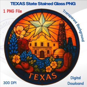 Texas vitrail PNG, Texas Art Print png, États-Unis d'Amérique vitrail png, vitrail Design png, chapeau de cowboy, étoile solitaire