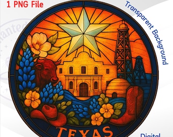 Konsttryck i målat glas i Texas, cowboyhatt, ensam stjärna (digital nedladdning)