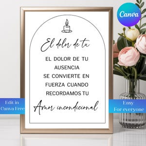 Spanish Funeral Sign | Funeral Table Sign | Memorial Table Sign | In Memory Poster | Spanish Memorial PDF | Memorial Table Sign | En Memoria