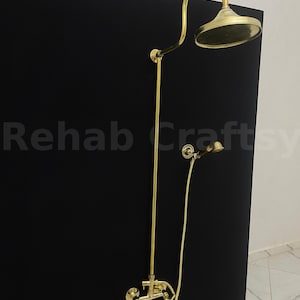 Unlacquered Brass Shower System: Luxury Exposed Handheld Shower Set