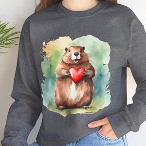 Valentines Groundhog Sweatshirt, Valentines Day Sweatshirt, Valentines Day Sweater, Cute Groundhog Shirt, Gift for Animal Lover, Vday Unisex