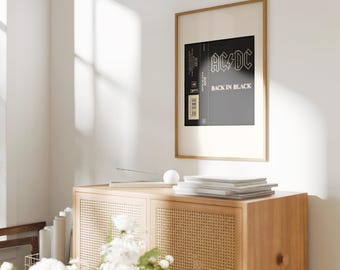 ACDC Back in Black Album Artwork Print, Vintage ACDC Poster, Back in Black Poster, ACDC Painting, Music Gift, Vinyl Music Poster