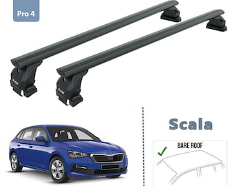Skoda Scala Roof Rack System Carrier Cross Bars Aluminum Lockable High Quality of Metal Bracket Black 2021-Up