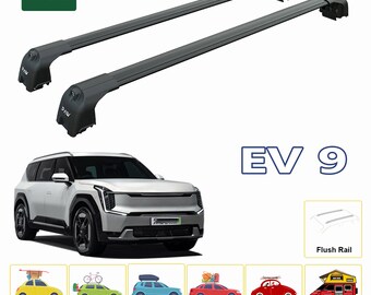 For Kia EV9 2023-Up Roof Rack Cross Bars Metal Bracket Flush Rail Alu Black