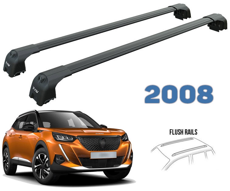For Peugeot 2008 Roof Rack System Aluminium Cross Bar Flush Rail Black 2020 On Etsy