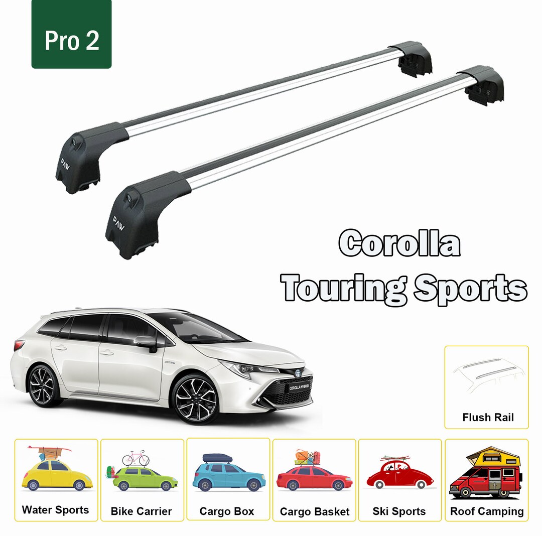 For Toyota Corolla Touring Sports Roof Rack System Aluminium Cross Bar Metal Bracket Flush Rail Silver Etsy UK