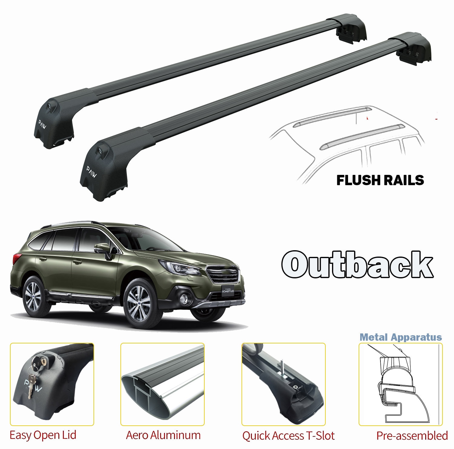 For Subaru Outback 2014-2020 Roof Rack System Carrier Cross Bars