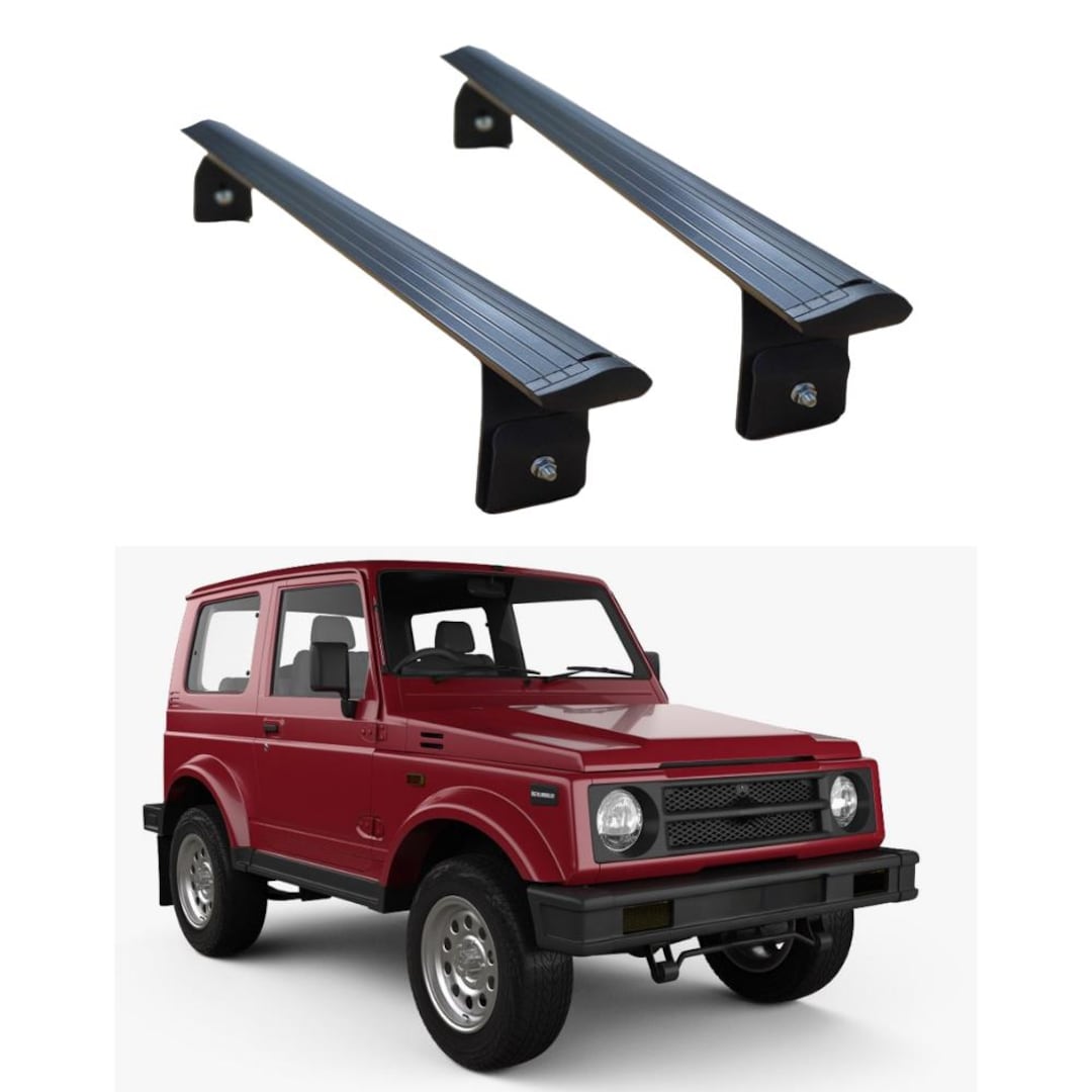 Suzuki Samurai Rain Gutter Roof Rack: Alu Silver Metal Cross Bars
