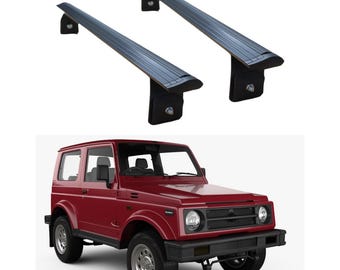 Suzuki Samurai Rain Gutter Roof Rack: Alu Silver Metal Cross Bars