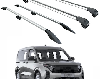 Per Ford Courier Barre portatutto e barre trasversali in alluminio, set completo, nero dal 2023 in poi