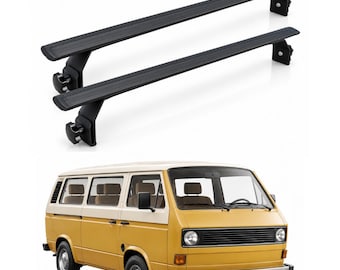 Volkswagen Transporter T3 Van Roof Rack Cross Bars Metal Bracket Rain Gutters Black 1980-1990
