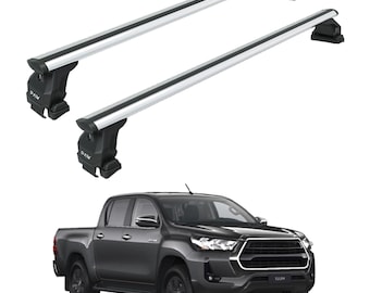 For Toyota Hilux Roof Rack Cross Bars Metal Bracket Normal Roof Alu Silver 2021-Up