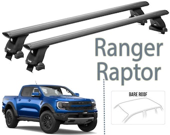 For Ford Ranger T7 Roof Rack System, Aluminium Cross Bar, Metal Bracket, Lockable, Black 2022-Up
