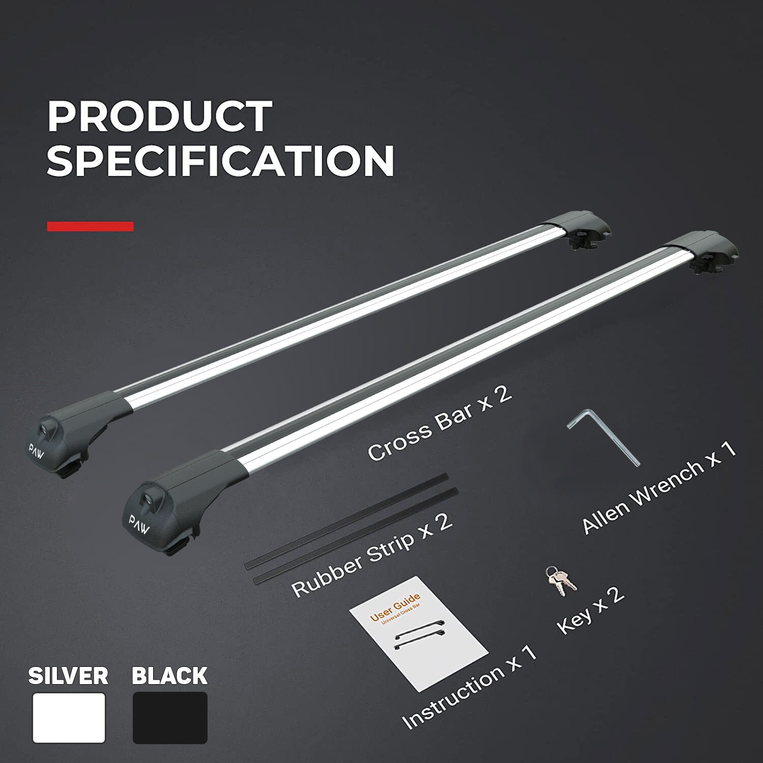 EEVERGLOW 165lbs Cross Bars Roof Racks – For 2022-2023 Subaru Forester Wilderness – Aluminum/ABS, Black