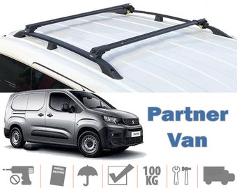 Peugeot Partner Van Roof Rack: Aluminium Cross Bars, LWB (2018-Up)