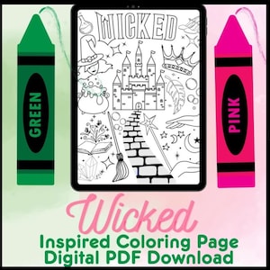 Wicked! Digital Coloring Page PDF Simple Printable