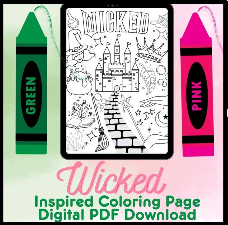 Wicked! Digital Coloring Page PDF Simple Printable - Etsy