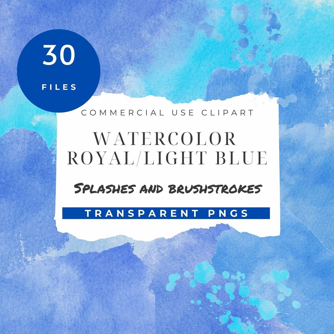 Royal Splashes Graphics Royal Blue Watercolor Clipart Shapes Brush Strokes Baby Blue Splashes ...