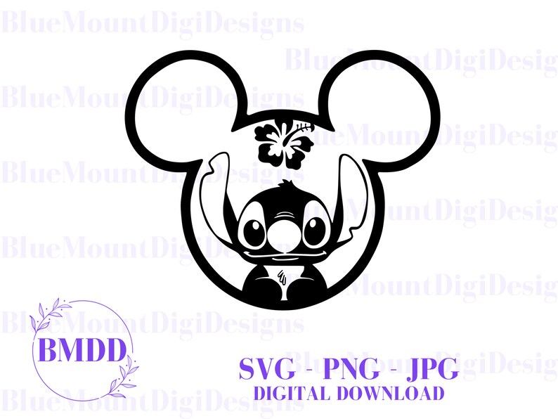 Stitch SVG Ears, Svg Png Jpg Clipart , Cut File, Stitch Silhouette ...