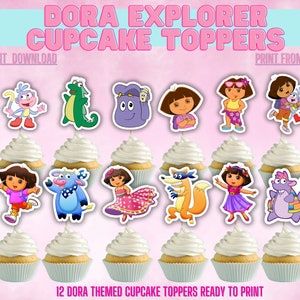 Dora Cupcake Toppers, Cake Toppers for Tweens, Dora Party Props, Dora Props, Tween Party Props, Dora cupcake prints, Dora Printables