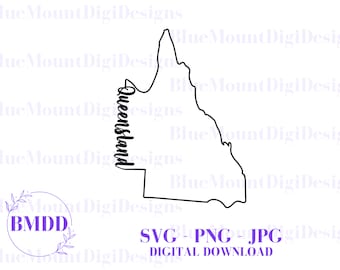 Queensland Outline SVG Download, Qld svg, Qld png, Queenslander svg, Australian States, Queensland State Outline
