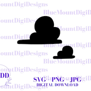 Cartoon Clouds Toy Clouds svg, Pair of Clouds SVG, JPG, PNG, Digital Download, Cloud svg, Clouds, Andys Clouds, Stencil for Clouds image 1