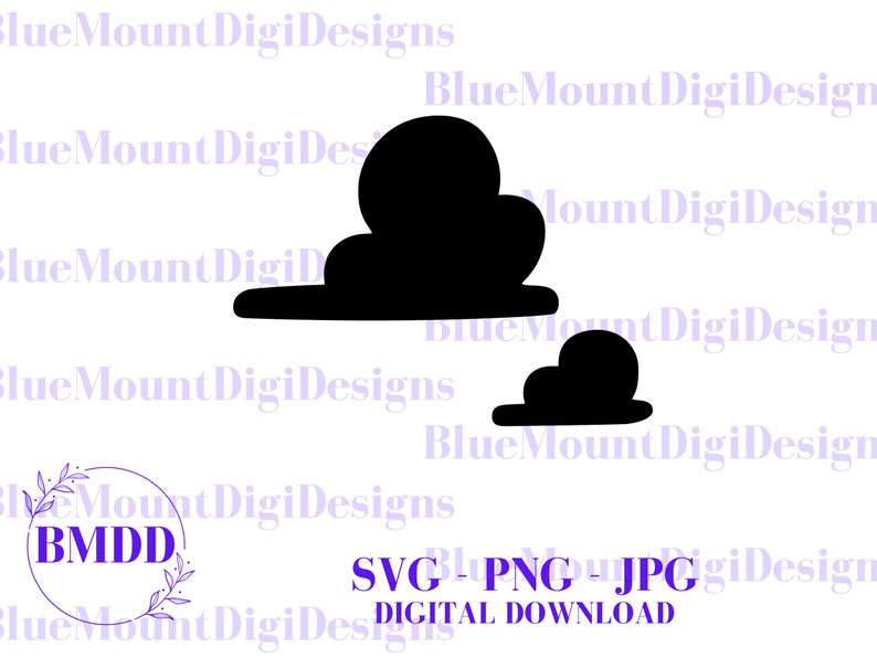 Cartoon Clouds Toy Clouds svg, Pair of Clouds SVG, JPG, PNG, Digital Download, Cloud svg, Clouds, Andys Clouds, Stencil for Clouds image 1