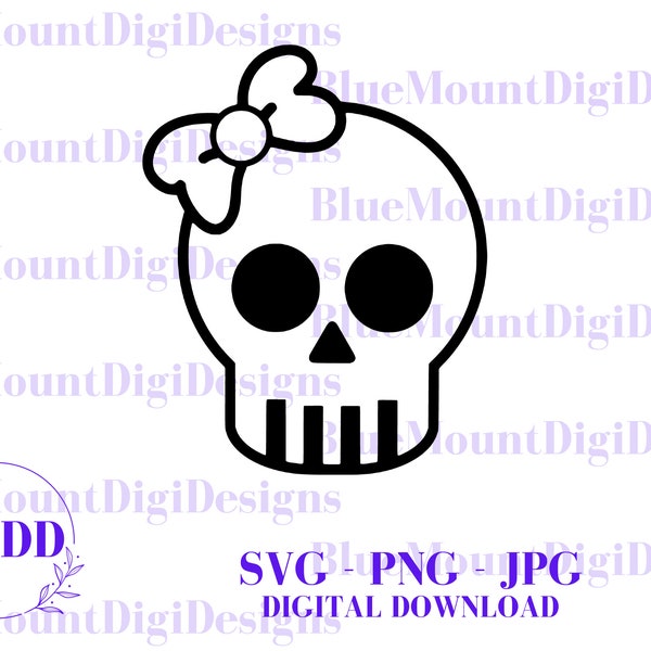 Skull with Bow SVG PNG JPG,Girl Skull svg, Skull with Bow svg, Skullette svg, Skulette with bow, Cute skulls, Skulls Svg, Girly Skull,