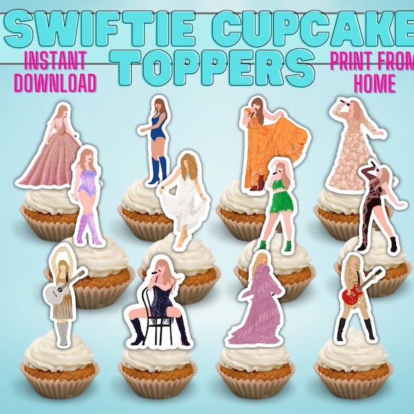 Eras Cupcake Toppers, The Eras Printable Cake Toppers, Taylor Cupcake Toppers, Party Decorations, Eras Cupcake