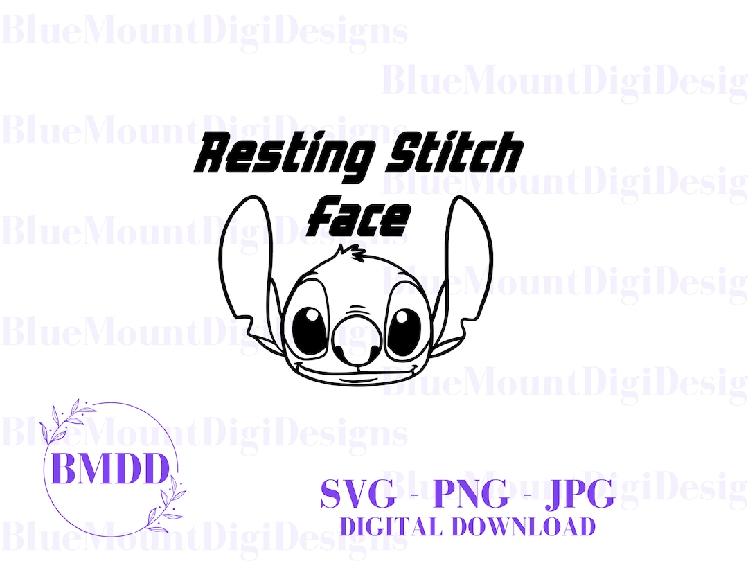 Resting Stitch Face SVG, Svg Png Jpg Clipart , Cut File, Stitch