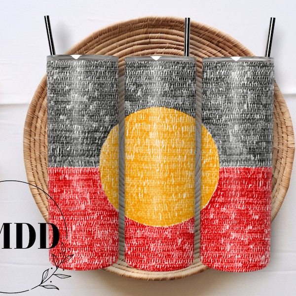 Aboriginal Flag Tumbler Design 20oz Tumbler Wrap Design - Skinny Tumbler PNG Download, Aboriginal, Aboriginal Tumbler, Koori, First Nations,