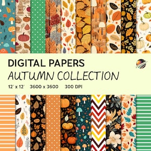 20 Autumn Fall Digital Paper Seamless Patterns