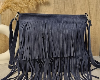 Vintage Suede Fringe Crossbody Bag - Etsy