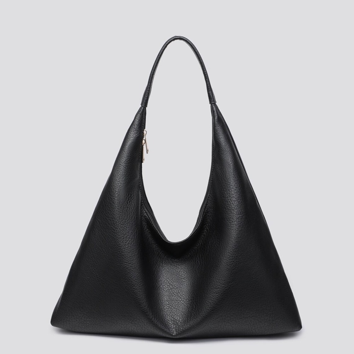 Women's Leather Hobo Bag – Small Slouchy Shoulder Purse, Vegan Leather Crescent Tote