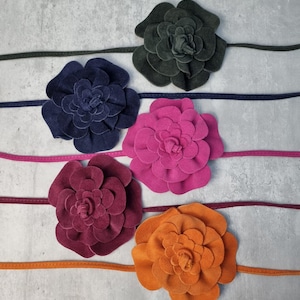 Suede Belt With Fabric Flower - Etsy display picture 2