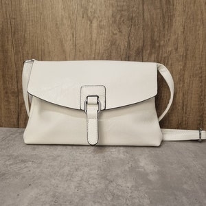 Cartable blanc en cuir végétalien, sac à bandoulière blanc, sac à bandoulière blanc, sac végétalien blanc, sac à bandoulière unisexe, cadeaux pour elle