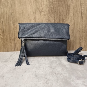 Real Leather Navy Tassel Crossbody Bag/Dark Blue Shoulder bag/Blue Evening Bag/Navy Blue Purse/Navy Shoulder Bag/Blue Clutch Bag