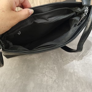 Vegan Leather Black Satchel Bag, Black Crossbody bag, Black Shoulder bag, Black Vegan Bag Unisex Black Crossbody bag zdjęcie 6
