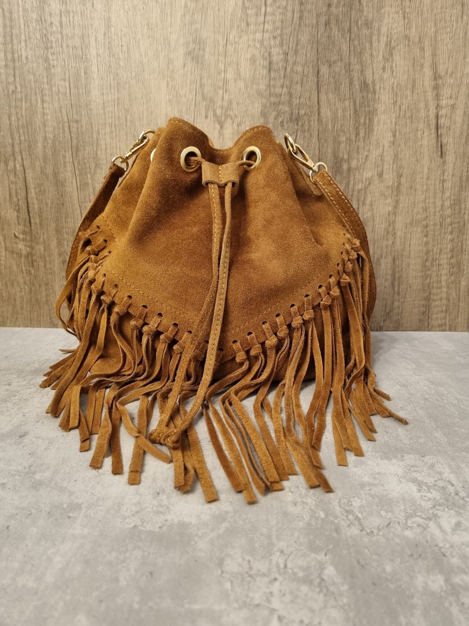 ★GENERAL IDEA★ WOMAN Eco Suede Basket Shoulder Bag [CAMEL] sp25-zen-hobo-