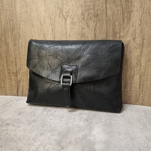 Vegan Leather Black Satchel Bag, Black Crossbody bag, Black Shoulder bag, Black Vegan Bag Unisex Black Crossbody bag zdjęcie 3
