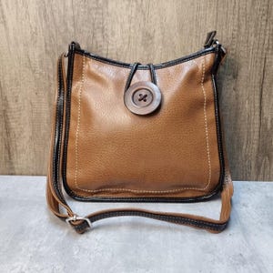 Handmade Vegan Leather Satchel Bag Brown Crossbody bag Shoulder Bag Brown Leather Bag Brown everyday bag Brown Purse Gifts for her