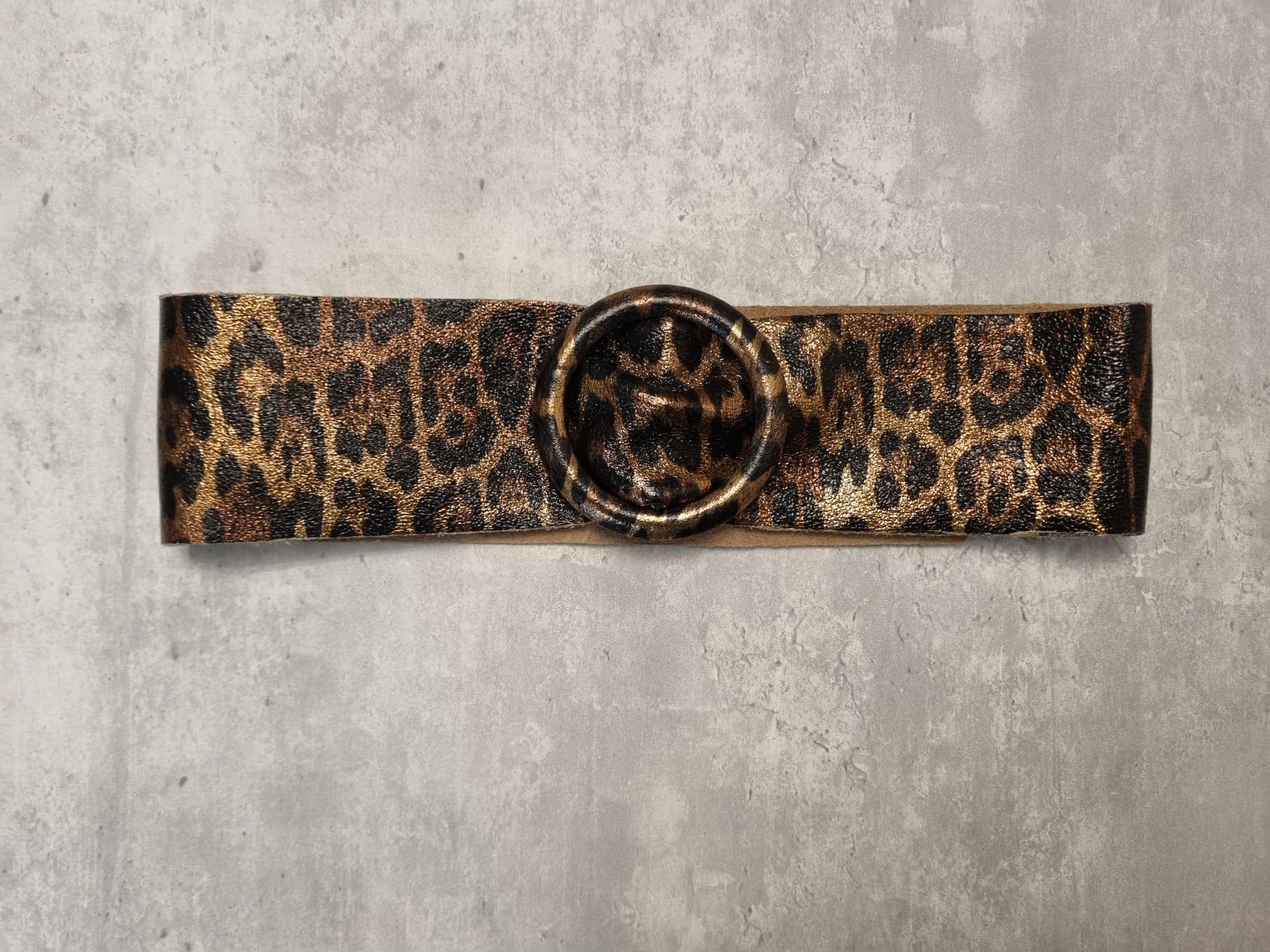 Women Leather Wide Fashion Thick Dress Belt With Gold Buckle Belt Leopard Gold SUOSDEY Women main image 2